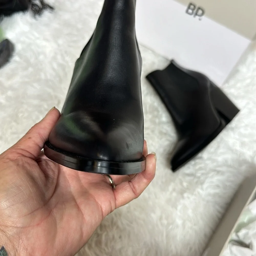 BP Lex Bootie Block Heels In Black Leather  Size 9 Women